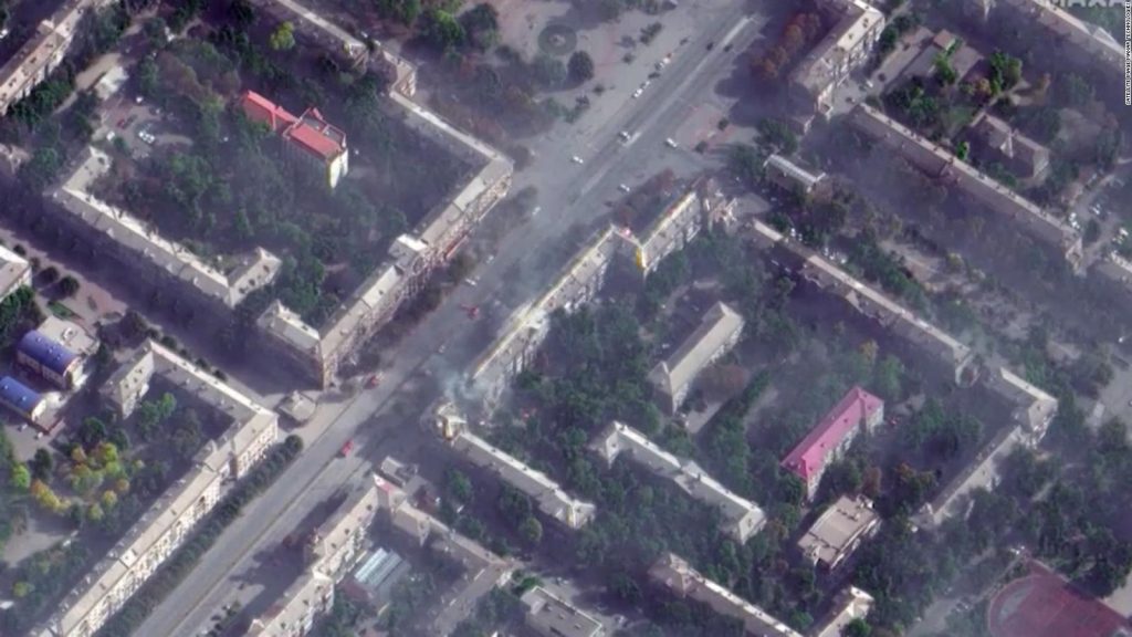 Destruction of an apartment building in Zaporizhia from space